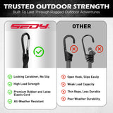 24 inch heavy duty bungee cords with locking carabiners, 8mm elastic tie down straps for cargo, camping, travel and outdoor use