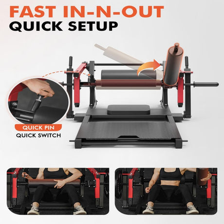 plate loaded leg extension and curl machine with adjustable footplate backrest hip thrust function home gym lower body workout equipment