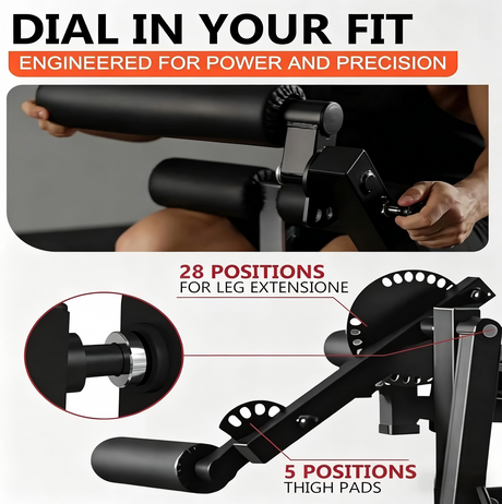 leg extension and curl machine adjustable leg developer home gym equipment compact strength trainer with weight plate holder quad hamstring workout bench