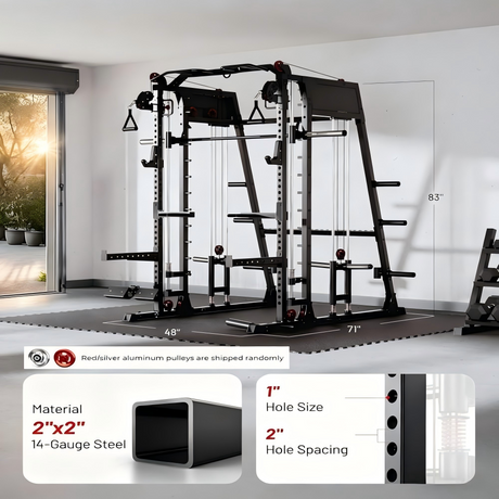 all in one smith machine power rack home gym with cable system dual pulley multifunction workout equipment