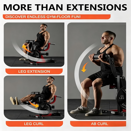 leg extension and curl machine adjustable leg developer home gym equipment compact strength trainer with weight plate holder quad hamstring workout bench