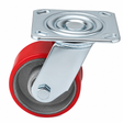 4 inch heavy duty swivel caster wheel with red PU iron core wheel, steel plate mount and brake or no-brake options