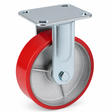 6 inch heavy duty fixed caster wheel with red PU iron core wheel, steel plate mount and 1720 lb load capacity