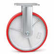 8 inch heavy duty fixed caster wheel with red PU iron core wheel, steel plate mount and 1720 lb load capacity