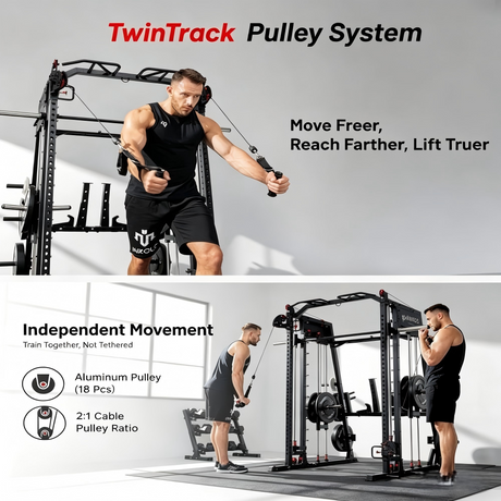 all in one smith machine power rack home gym with cable system dual pulley multifunction workout equipment
