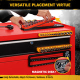 1/4-inch magnetic detachable socket organizer set for metric and SAE sockets, heavy-duty tray for toolboxes, carts, and workshop storage