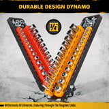 1/4-inch magnetic detachable socket organizer set for metric and SAE sockets, heavy-duty tray for toolboxes, carts, and workshop storage