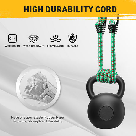 20-piece heavy duty bungee cord set with double hook design, 8mm elastic cords in multiple lengths for cargo tie down and storage