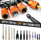 ELEAD 6-pack drill bit holder with quick release carabiner, 1/4 inch hex shank organisers for screwdriver and drill accessories