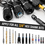 ELEAD 6-pack black drill bit holder with quick release carabiner, 1/4 inch hex shank organisers for screwdriver and drill accessories