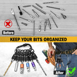ELEAD 6-pack black drill bit holder with quick release carabiner, 1/4 inch hex shank organisers for screwdriver and drill accessories