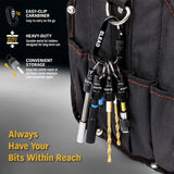 ELEAD 6-pack black drill bit holder with quick release carabiner, 1/4 inch hex shank organisers for screwdriver and drill accessories