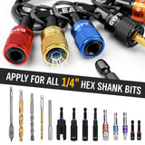 ELEAD 6-pack multi-colour drill bit holder with quick release carabiner, 1/4 inch hex shank organisers for screwdriver and drill accessories