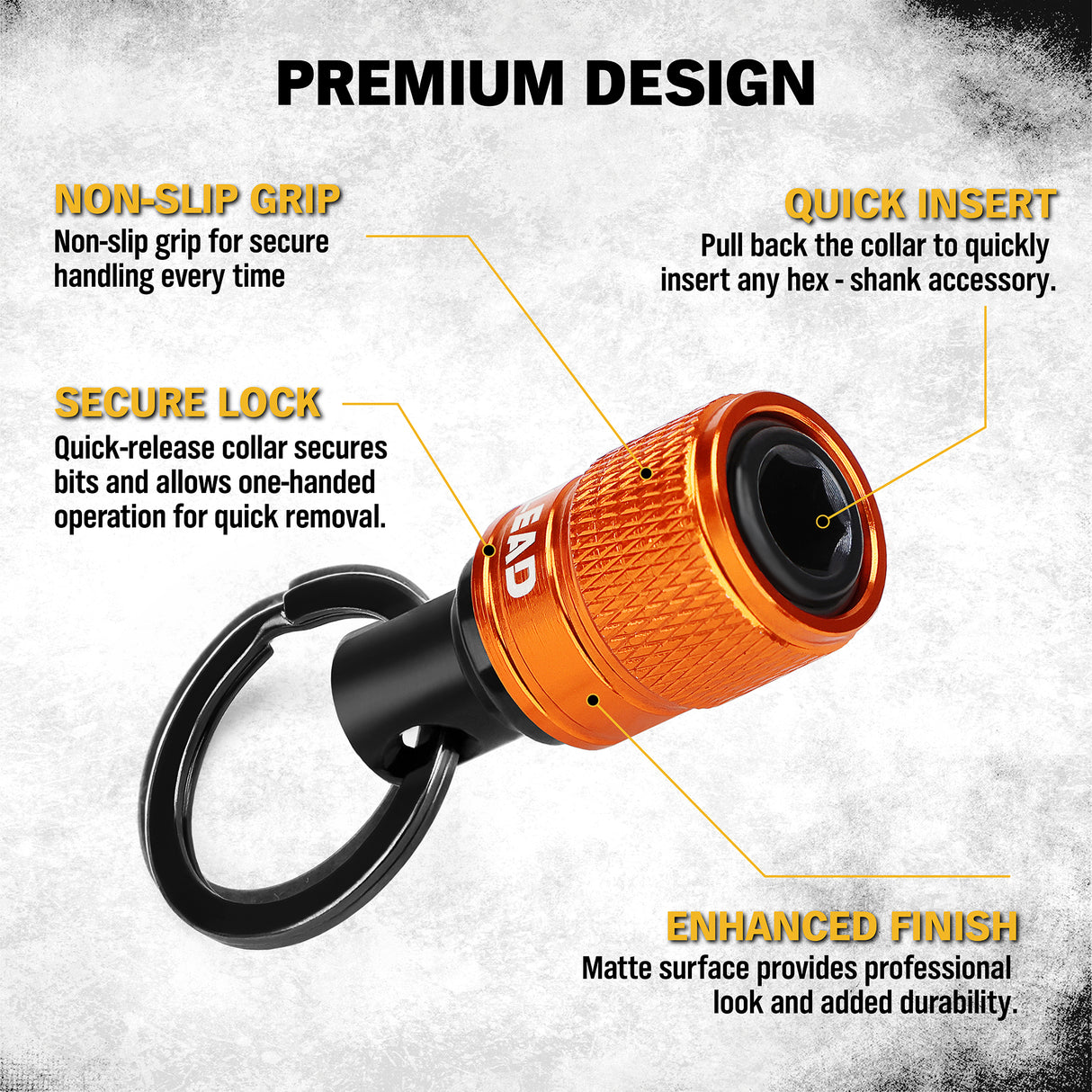 ELEAD 6-pack multi-colour drill bit holder with quick release carabiner, 1/4 inch hex shank organisers for screwdriver and drill accessories