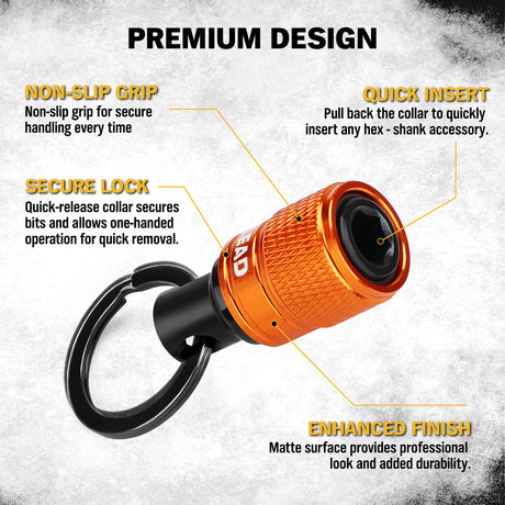 ELEAD 6-pack multi-colour drill bit holder with quick release carabiner, 1/4 inch hex shank organisers for screwdriver and drill accessories