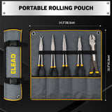 ELEAD 5-piece 11 inch long reach needle nose pliers set with straight, 45° and 90° bent jaws, magnetic racks and rolling pouch