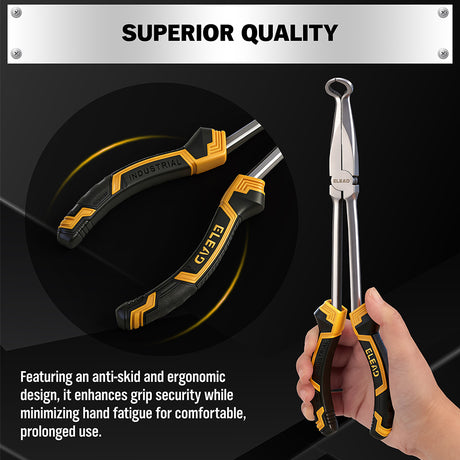 3-piece 11-inch hose gripper plier set with magnetic racks and rolling pouch for automotive hose clamp removal and small ring gripping