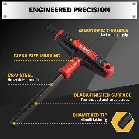 14 piece T handle hex key set CR-V steel metric SAE allen wrench long arm ergonomic grip tool set for automotive repair garage