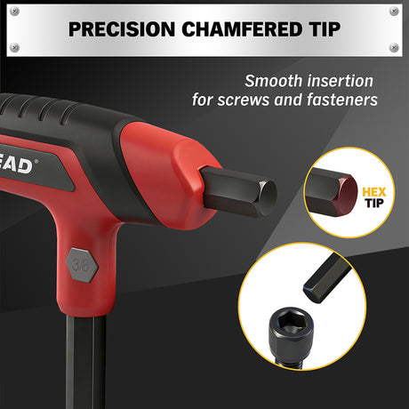 14 piece T handle hex key set CR-V steel metric SAE allen wrench ergonomic grip long arm hex key set for automotive repair