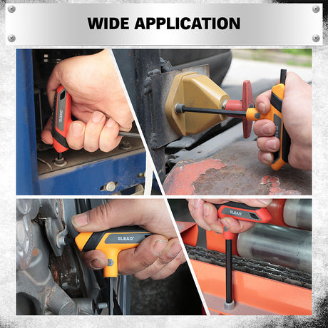 14 piece T handle hex key set CR-V steel metric SAE allen wrench ergonomic grip long arm hex key set for automotive repair