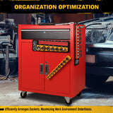 1/2-inch magnetic detachable socket organizer set for MM and SAE sockets, heavy-duty tool storage tray for workshops, tool carts, and garages