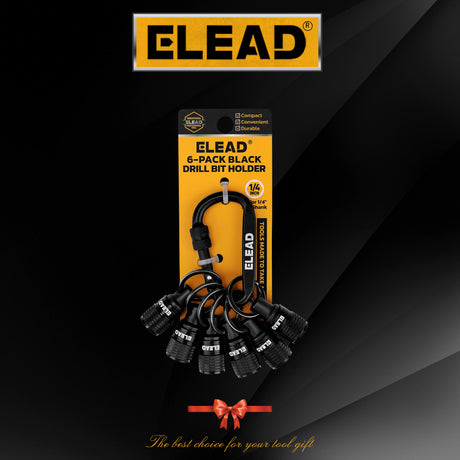 ELEAD 6-pack black drill bit holder with quick release carabiner, 1/4 inch hex shank organisers for screwdriver and drill accessories