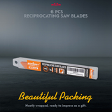 6-piece 9-inch 14TPI bi-metal reciprocating saw blades for cutting metal pipe, rebar, sheet metal and steel plates