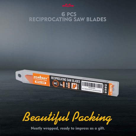 6-piece 9-inch 14TPI bi-metal reciprocating saw blades for cutting metal pipe, rebar, sheet metal and steel plates