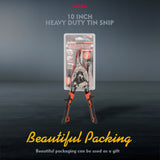 HORUSDY 250mm Heavy Duty Tin Snips, Cr-V Straight Cut Aviation Snip with Serrated Blades & Non-Slip Handles for Metal, Aluminum, Plastic & Wire