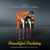 2-piece set of Groove Joint Pliers featuring 8-inch and 10-inch sizes with non-slip heavy-duty grip.