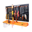 HORUSDY 52-piece wall mounted pegboard tool organizer with shelves and assorted hooks for garage and workshop storage