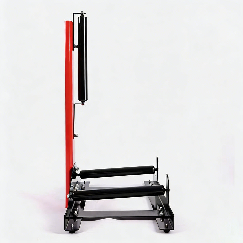 Car tire and wheel cleaning stand with roller support for safe and efficient wheel detailing