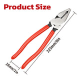 9 inch industrial wire pliers with wavy serrated jaws, 3-in-1 design for clamping, fastening and cutting steel wire with PVC grip handles