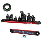 SWANLAKE 7-Piece Impact Universal Joint & Socket Adapter Set, 1/4 3/8 1/2 Drive, CR-Mo Steel with Magnetic Socket Rail