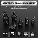 SWANLAKE 7-Piece Impact Universal Joint & Socket Adapter Set, 1/4 3/8 1/2 Drive, CR-Mo Steel with Magnetic Socket Rail