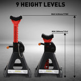 3-Ton car jack stand with double safety locking system, adjustable height, heavy-duty vehicle support