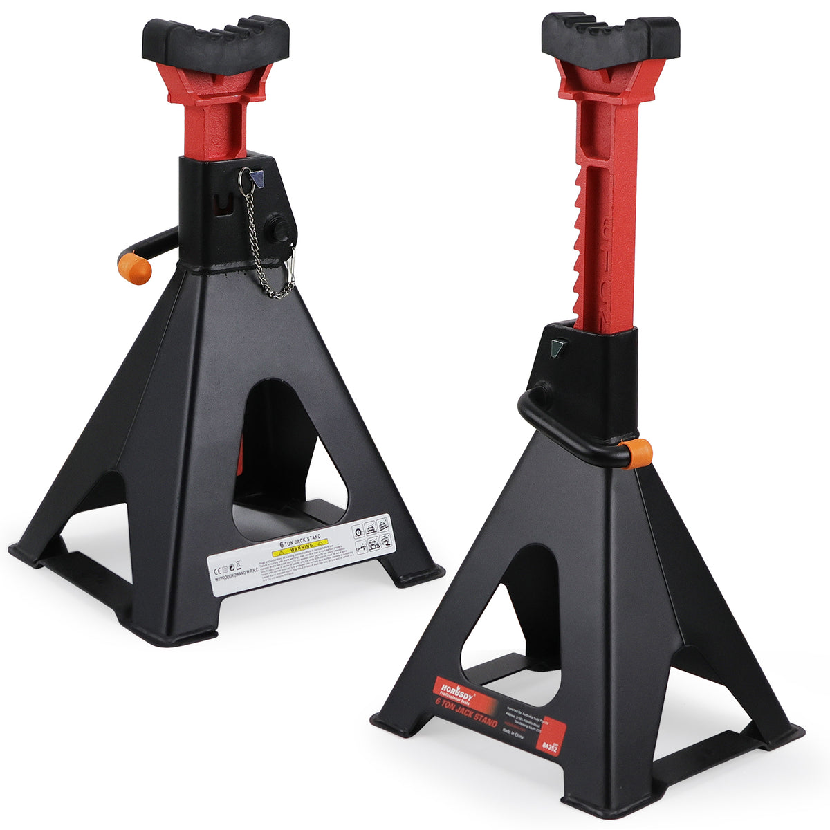 6-Ton car jack stand with double safety locking system, heavy-duty vehicle support, adjustable height