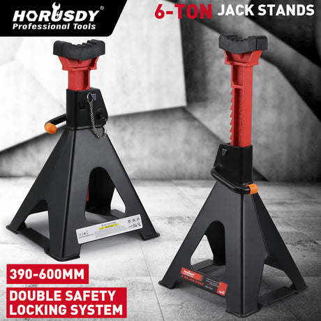 6-Ton car jack stand with double safety locking system, heavy-duty vehicle support, adjustable height
