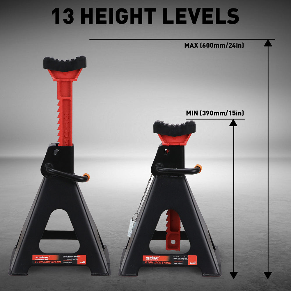 6-Ton car jack stand with double safety locking system, heavy-duty vehicle support, adjustable height