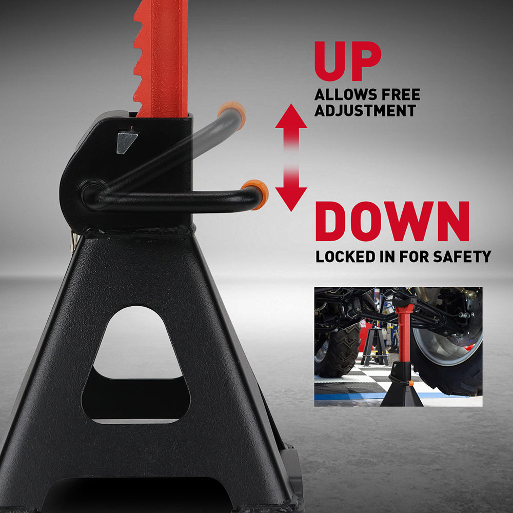 6-Ton car jack stand with double safety locking system, heavy-duty vehicle support, adjustable height