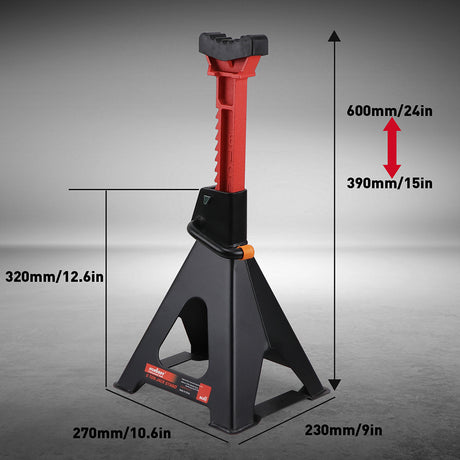 6-Ton car jack stand with double safety locking system, heavy-duty vehicle support, adjustable height