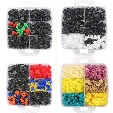 Car retainer clips kit 1240PCS with 32 sizes, fastener removal tools, cable ties and sponge pads for automotive panel and bumper repair.