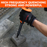 heavy-duty point chisel with rubber handle and safety guard for brick, stone, and concrete breaking
