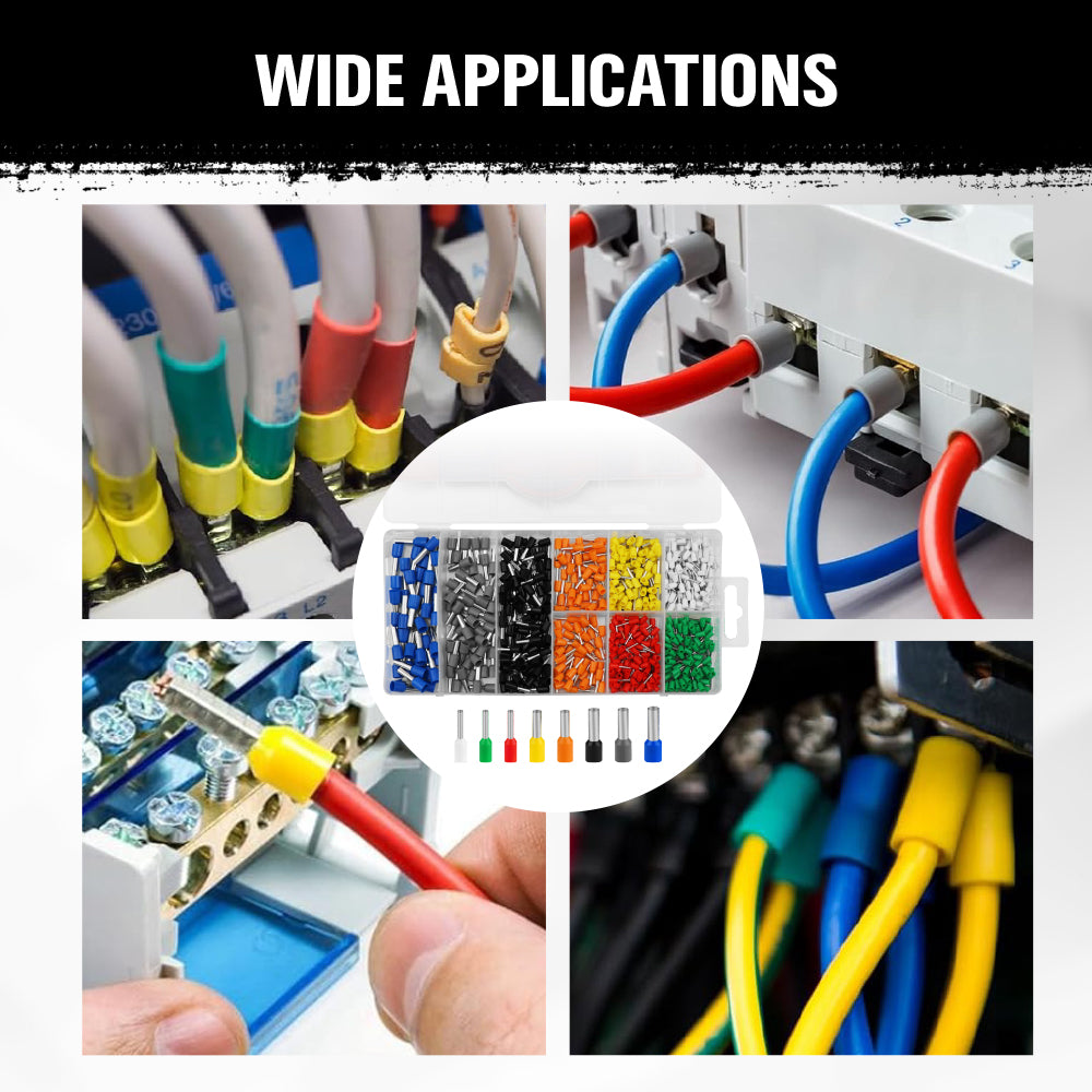 575-piece wire ferrules kit with insulated pin terminals, assorted sizes, copper conductors and storage case