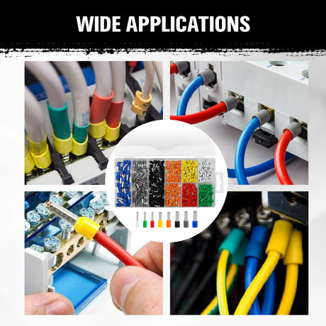 575-piece wire ferrules kit with insulated pin terminals, assorted sizes, copper conductors and storage case