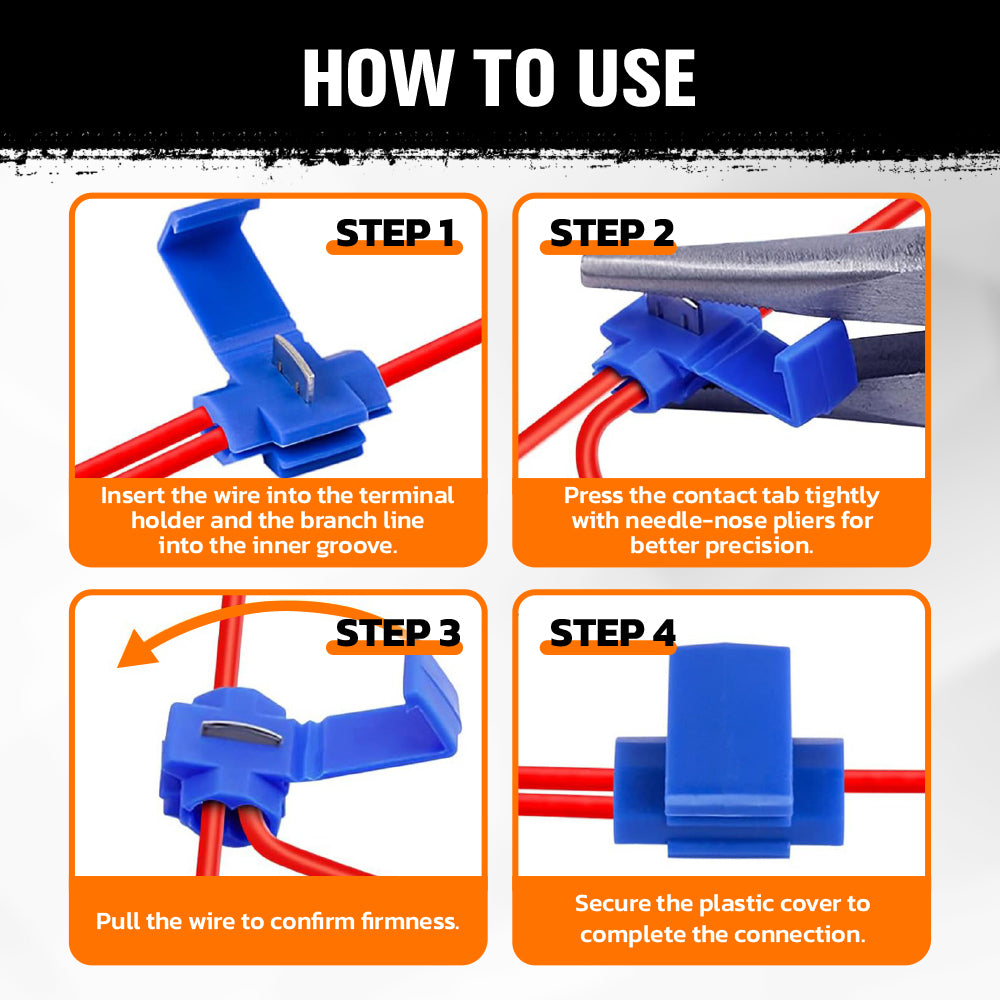 200-piece electrical connector kit with insulated crimp terminals and quick connectors for automotive and electrical wiring