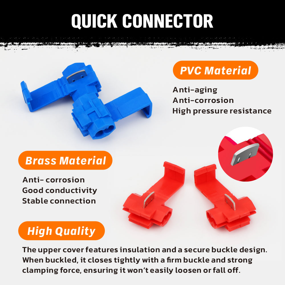 200-piece electrical connector kit with insulated crimp terminals and quick connectors for automotive and electrical wiring