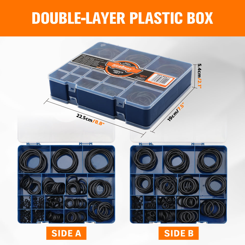 HORUSDY 420-Piece O-Ring Assortment Kit, 32 Sizes NBR Rubber Sealing Rings, High Temp Oil Resistant O Rings with Organizer Case