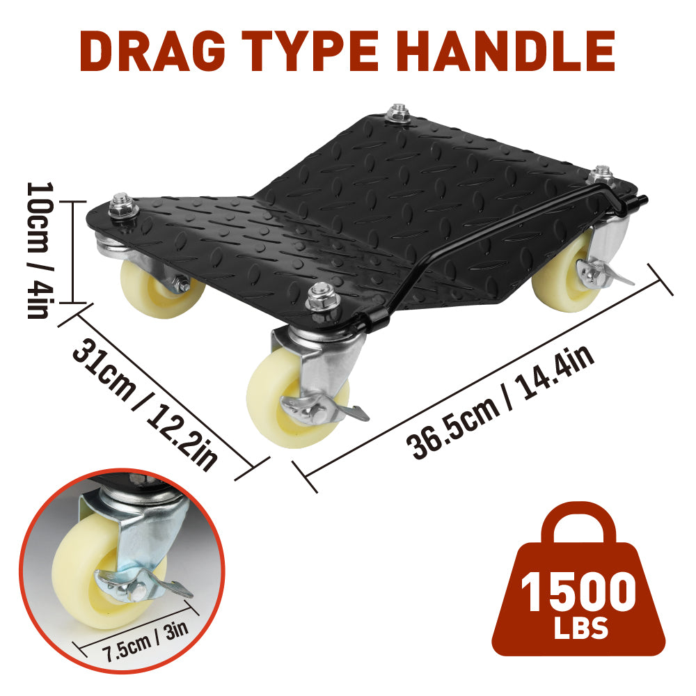 2-piece heavy duty car wheel dolly set with 360° swivel casters for vehicle moving and garage use