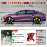 2-piece heavy duty car wheel dolly set with 360° swivel casters for vehicle moving and garage use